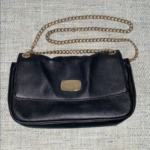 Michael Kors Black Leather purse with gold chain